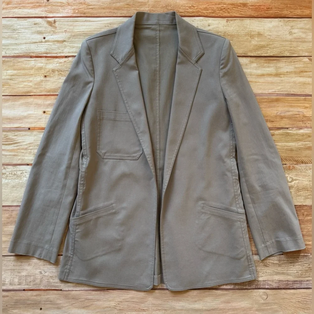 EQUESTRIAN Gray Open Front Long Length Lightweight Blazer or Jacket Sz M